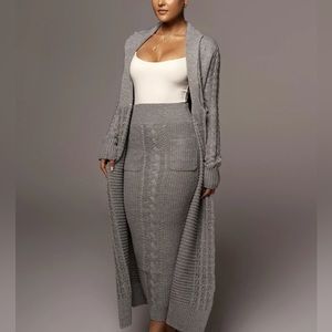 JLUXLABEL grey cable sweater skirt